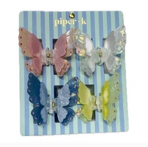 🦋🔹️Piper  K 🔹️Set of 4 Color Hair Butterfly Claw Clips embellished Set Of 4